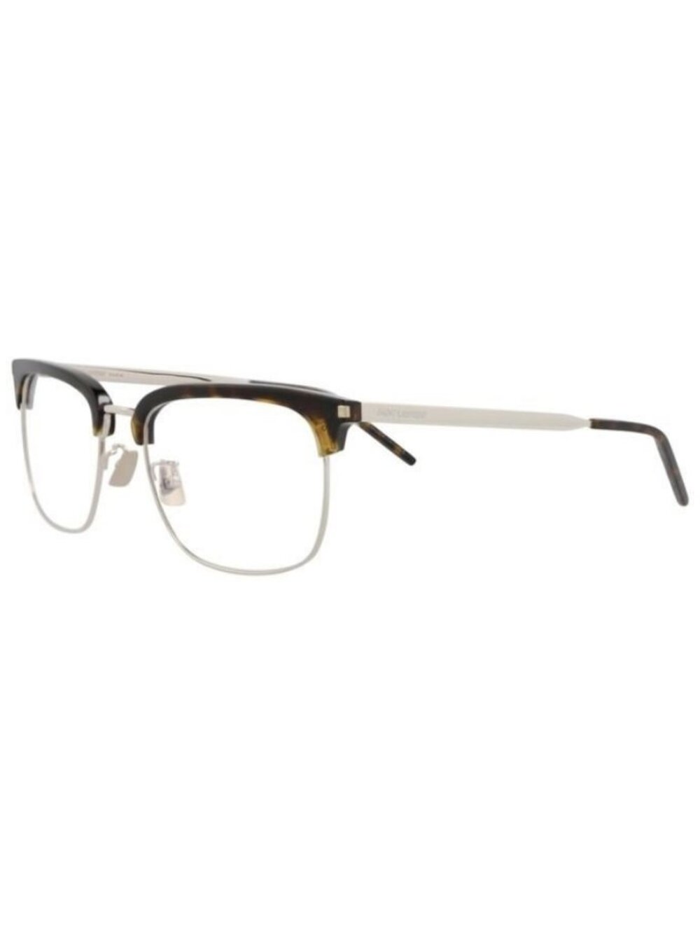 New Saint Laurent Mens Square/Rectangle Havana Silver Transparent Fashion Design